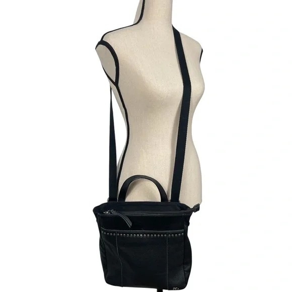 The Sak Black Crossbody Backpack Bag Purse Leather Black Convertible Studded - Picture 2 of 13